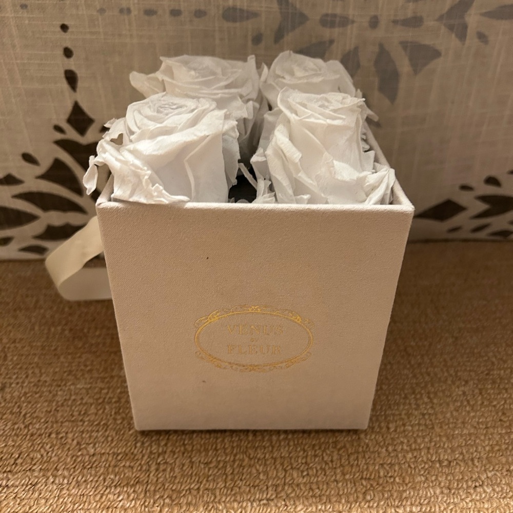 -Venus et Fleur White Roses in White Box